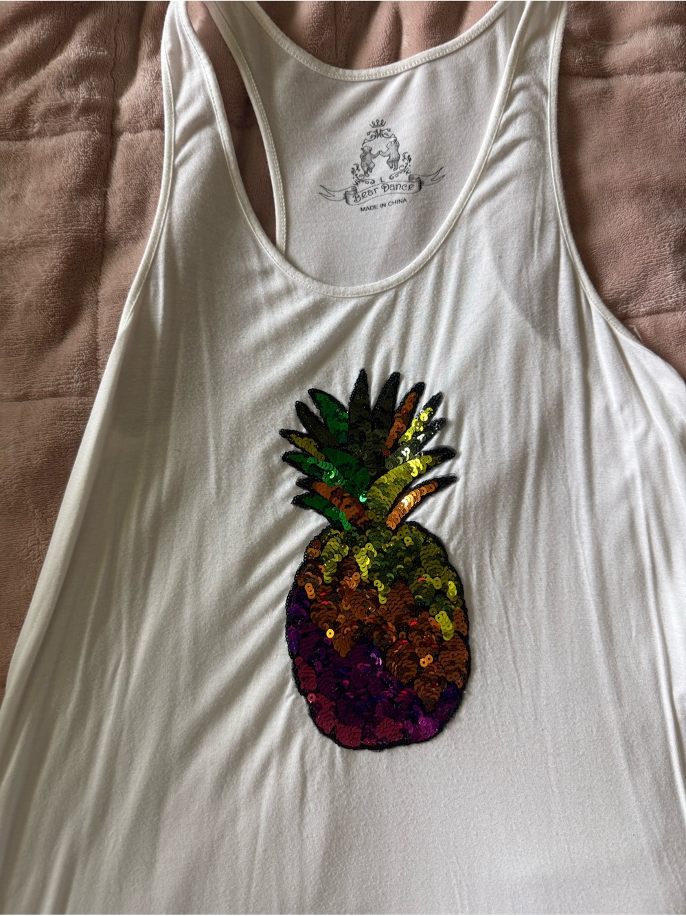 Bear Dance White Tank with Black Logo Crest